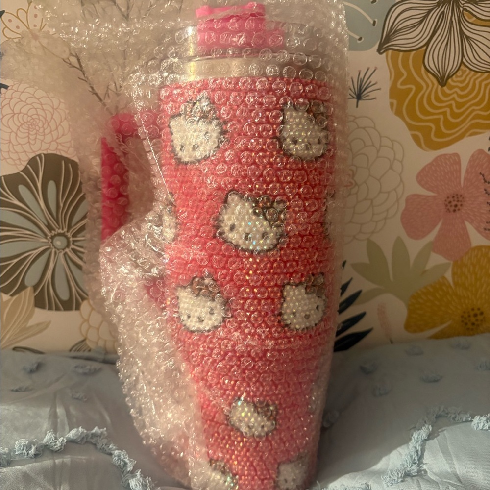 Sparkling Hello Kitty Rhinestone Tumbler with handle. NOT A STANLEY